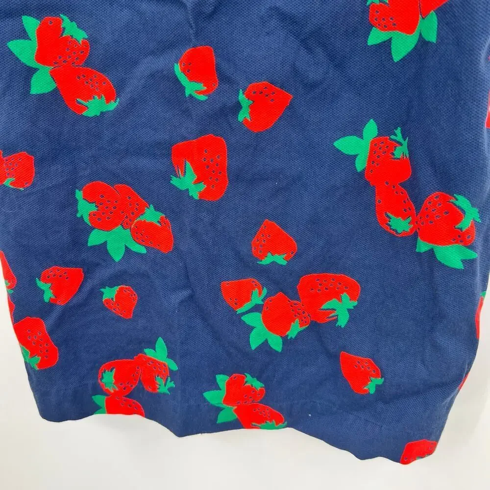 Anthropologie Maeve Square Neck Shift Strawberry Dress size Small In BlueBy - Picture 6 of 11